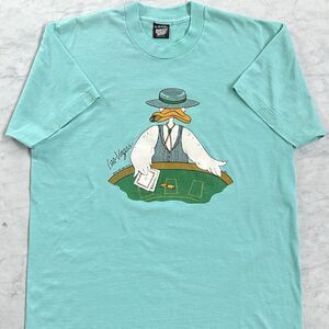 Vintage XL Single Stitch T-Shirt Duck Card Dealer Las Vegas Reno Screen Stars 87